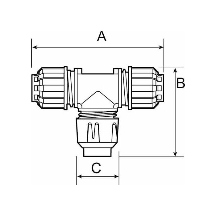 Tee Reducing coupling 20 x 1/2" x 20 mm female