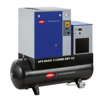 Screw Compressor APS 3 Basic Combi Dry G2 10 bar 3 hp 294 l/min 200 l Screw Compressor APS 3 Basic Combi Dry G2 10 bar 3 hp 294 l/min 200 l